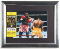 Sugar Ray Leonard Signed Custom Framed Photo Display with 1981 Hearns vs Leonard Ticket (Beckett) at PristineAuction.com