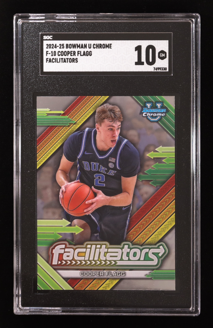 Cooper Flagg 2024-25 Bowman Chrome University Facilitators #F10 RC (SGC 10) at PristineAuction.com Cooper Flagg 2024-25 Bowman Chrome University Facilitators #F10 RC (SGC 10) at PristineAuction.com