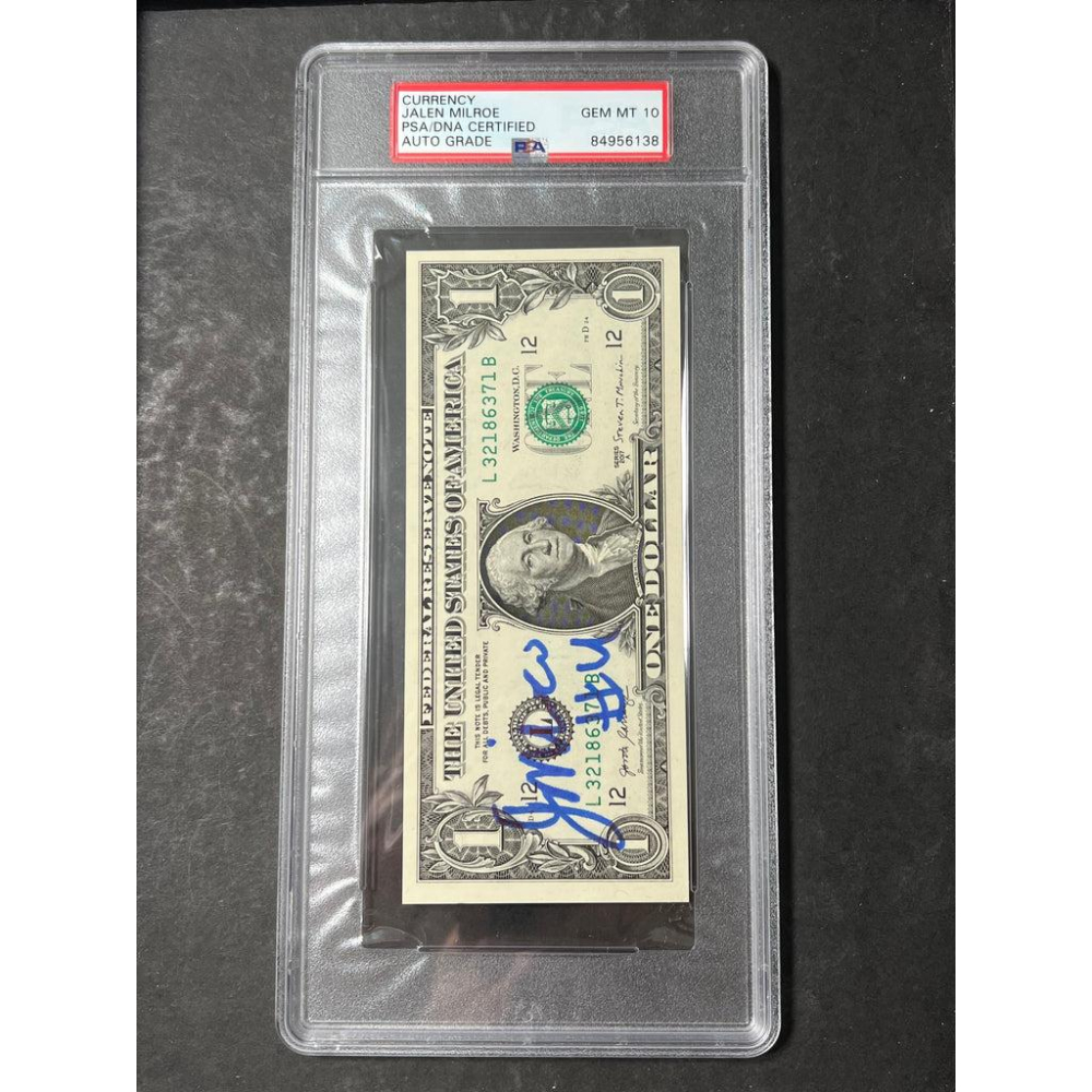 Jalen Milroe Signed $1 Bill (PSA | Auto 10) at PristineAuction.com