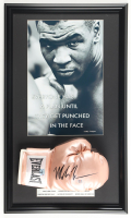Mike Tyson Signed Custom Framed Rose Gold Everlast Boxing Glove Display with Art Print & Stat Plaque (Tyson & PSA) at PristineAuction.com