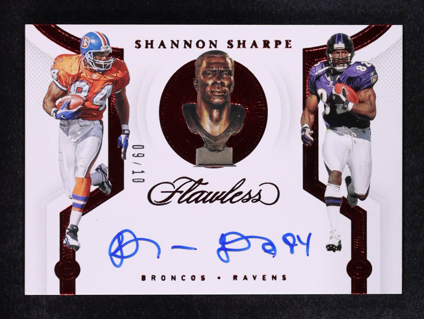 Shannon Sharpe 2021 Panini Flawless Career Progressions Autographs Ruby #12 #9/10 at PristineAuction.com Shannon Sharpe 2021 Panini Flawless Career Progressions Autographs Ruby #12 #9/10 at PristineAuction.com