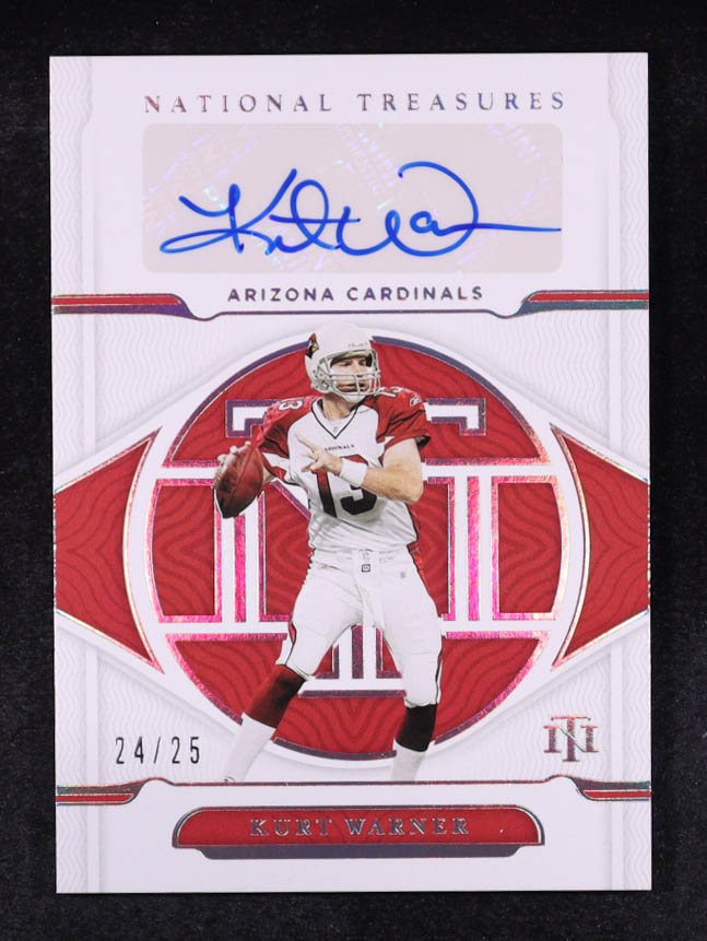 Kurt Warner 2021 Panini National Treasures Material Signatures Holo Silver #9 #24/25 at PristineAuction.com Kurt Warner 2021 Panini National Treasures Material Signatures Holo Silver #9 #24/25 at PristineAuction.com