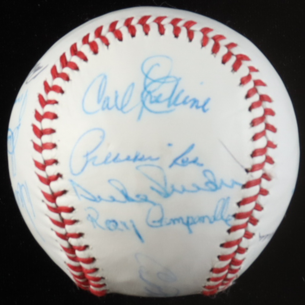 White Leather Baseball Hand-Signed by (15) with Duke Snider, Don Drysdale, Ralph Branca, Ken McMullen (JSA) at PristineAuction.com White Leather Baseball Hand-Signed by (15) with Duke Snider, Don Drysdale, Ralph Branca, Ken McMullen (JSA) at PristineAuction.com