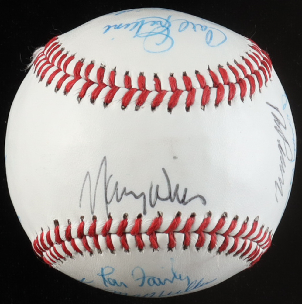 White Leather Baseball Hand-Signed by (15) with Duke Snider, Don Drysdale, Ralph Branca, Ken McMullen (JSA) at PristineAuction.com White Leather Baseball Hand-Signed by (15) with Duke Snider, Don Drysdale, Ralph Branca, Ken McMullen (JSA) at PristineAuction.com