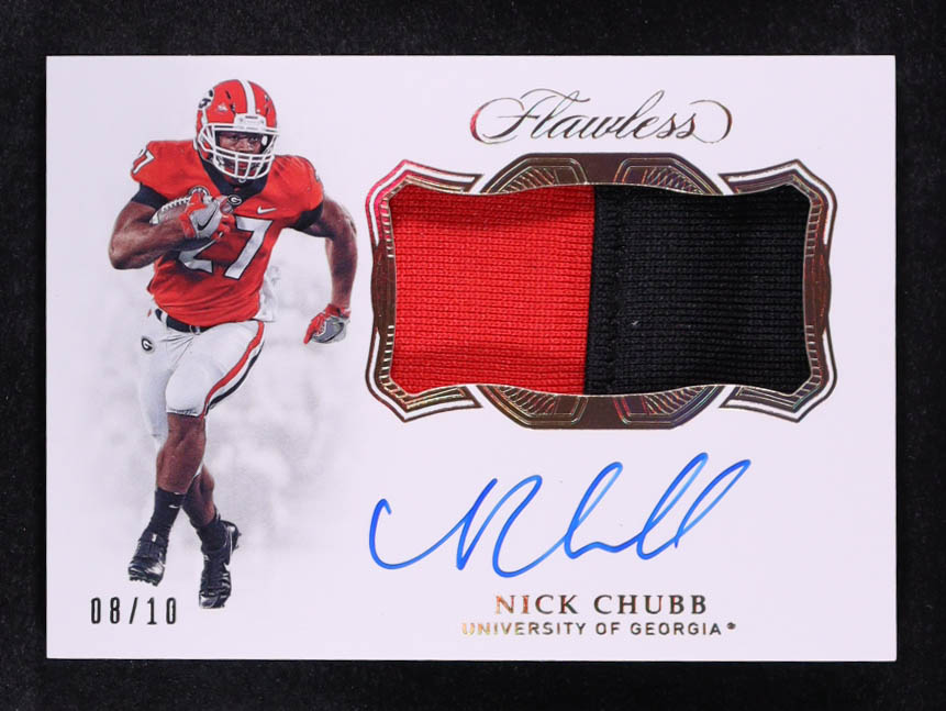 Nick Chubb 2019 Panini Flawless Collegiate Patch Autographs Gold #40 #8/10 at PristineAuction.com Nick Chubb 2019 Panini Flawless Collegiate Patch Autographs Gold #40 #8/10 at PristineAuction.com