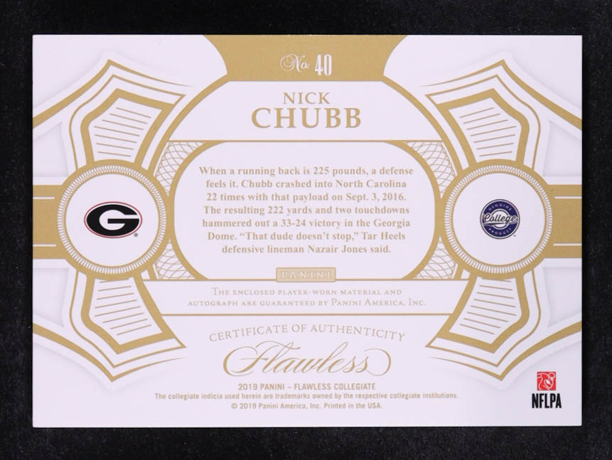 Nick Chubb 2019 Panini Flawless Collegiate Patch Autographs Gold #40 #8/10 at PristineAuction.com Nick Chubb 2019 Panini Flawless Collegiate Patch Autographs Gold #40 #8/10 at PristineAuction.com