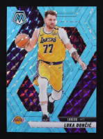 Luka Doncic 2024-25 Panini Mosaic Mosaic Blue Fluorescent #100 #21/75 at PristineAuction.com