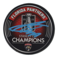 Sergei Bobrovsky Signed Panthers 2025 Stanley Cup Champions Commemorative Logo Hockey Puck (Beckett) at PristineAuction.com
