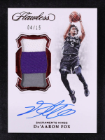 De'Aaron Fox 2018-19 Panini Flawless Horizontal Patch Autographs Ruby #44 #4/15 at PristineAuction.com