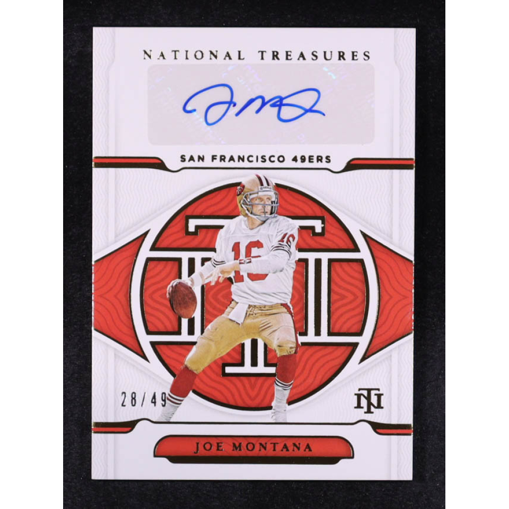 Joe Montana 2021 Panini National Treasures Signatures Gold #3 #28/49 at PristineAuction.com