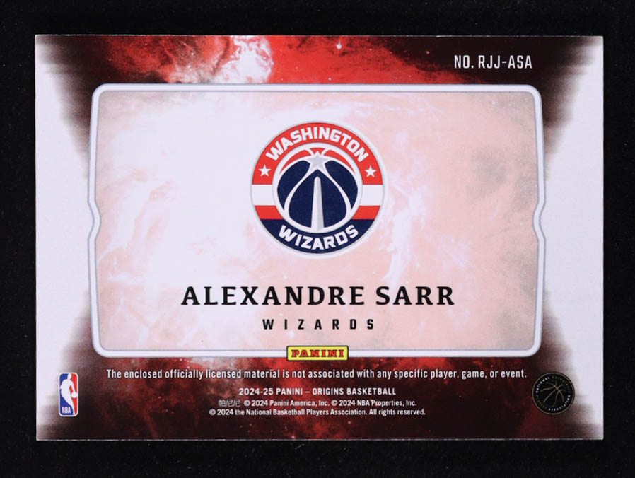 Alexandre Sarr 2024-25 Panini Origins Rookie Jumbo Jerseys Pink #16 RC #7/25 at PristineAuction.com Alexandre Sarr 2024-25 Panini Origins Rookie Jumbo Jerseys Pink #16 RC #7/25 at PristineAuction.com