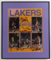 1988-89 Lakers Custom Framed Glass Team-Signed by (8) with James Worthy, Magic Johnson, Doc Rivers, Jim Lamp (JSA) at PristineAuction.com