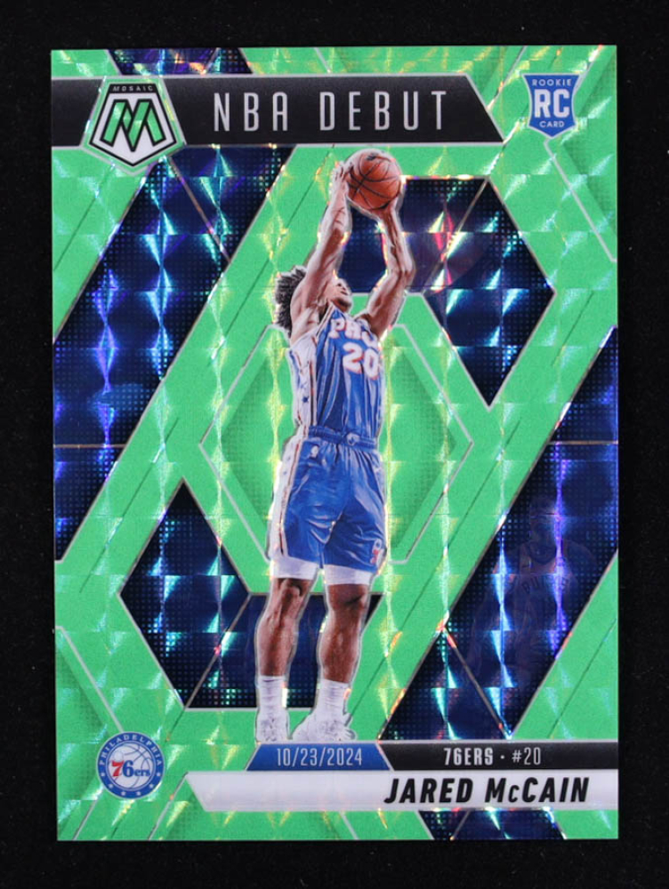 Jared McCain 2024-25 Panini Mosaic Mosaic Green Fluorescent #263 RC / NBA Debut #4/10