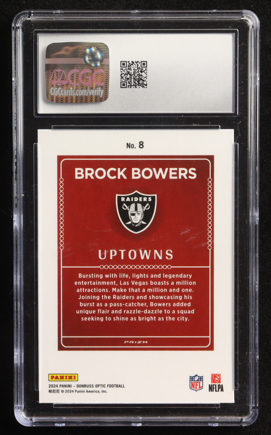 Brock Bowers 2024 Donruss Optic Uptowns #8 RC (CGC 10) at PristineAuction.com Brock Bowers 2024 Donruss Optic Uptowns #8 RC (CGC 10) at PristineAuction.com