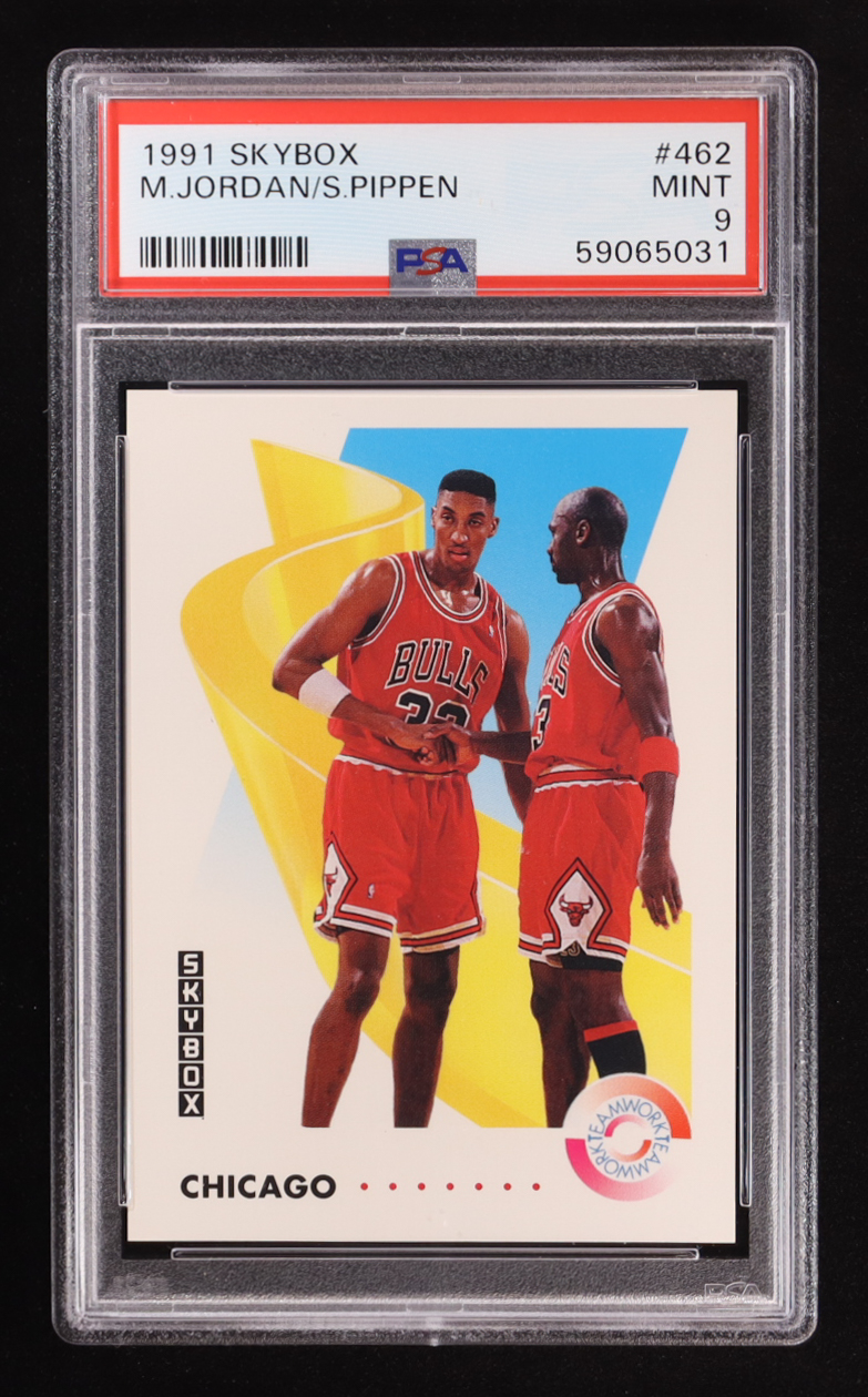 Michael Jordan / Scottie Pippen 1991-92 SkyBox #462 TW (PSA 9) at PristineAuction.com Michael Jordan / Scottie Pippen 1991-92 SkyBox #462 TW (PSA 9) at PristineAuction.com