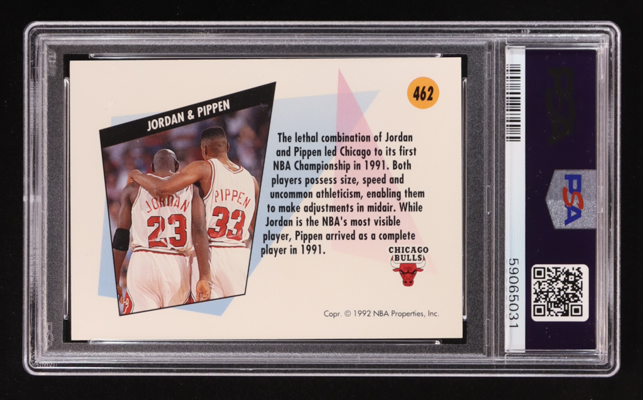 Michael Jordan / Scottie Pippen 1991-92 SkyBox #462 TW (PSA 9) at PristineAuction.com Michael Jordan / Scottie Pippen 1991-92 SkyBox #462 TW (PSA 9) at PristineAuction.com