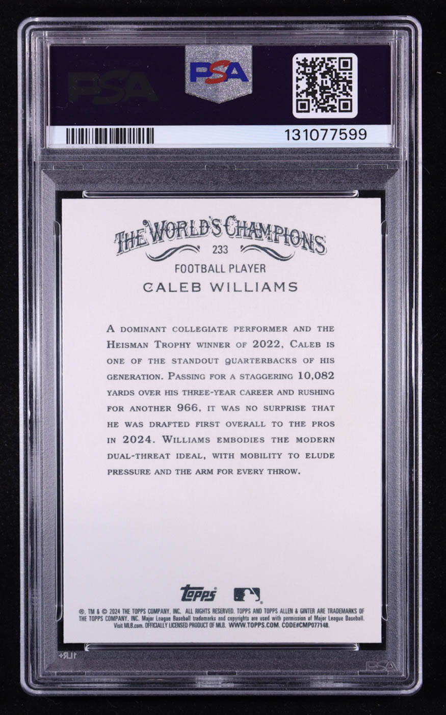 Caleb Williams 2024 Topps Allen and Ginter Foil Filigree #233 RC (PSA 10) at PristineAuction.com Caleb Williams 2024 Topps Allen and Ginter Foil Filigree #233 RC (PSA 10) at PristineAuction.com