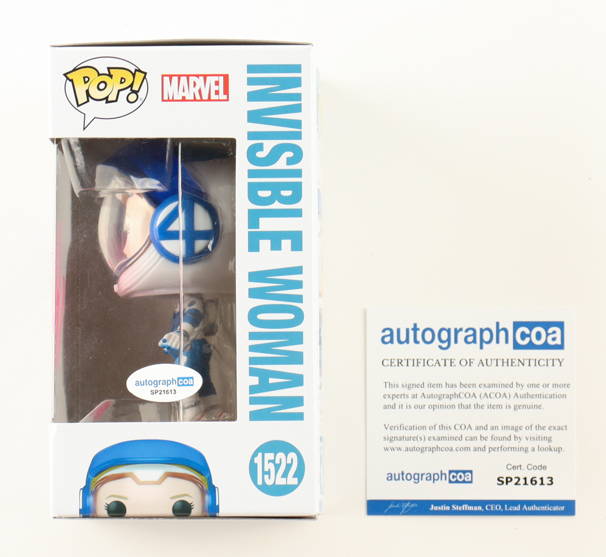 Vanessa Kirby Signed "The Fantastic Four: First Steps" #1522 Invisible Woman Bobble-Head Funko Pop! Vinyl Figure (ACOA) at PristineAuction.com Vanessa Kirby Signed "The Fantastic Four: First Steps" #1522 Invisible Woman Bobble-Head Funko Pop! Vinyl Figure (ACOA) at PristineAuction.com