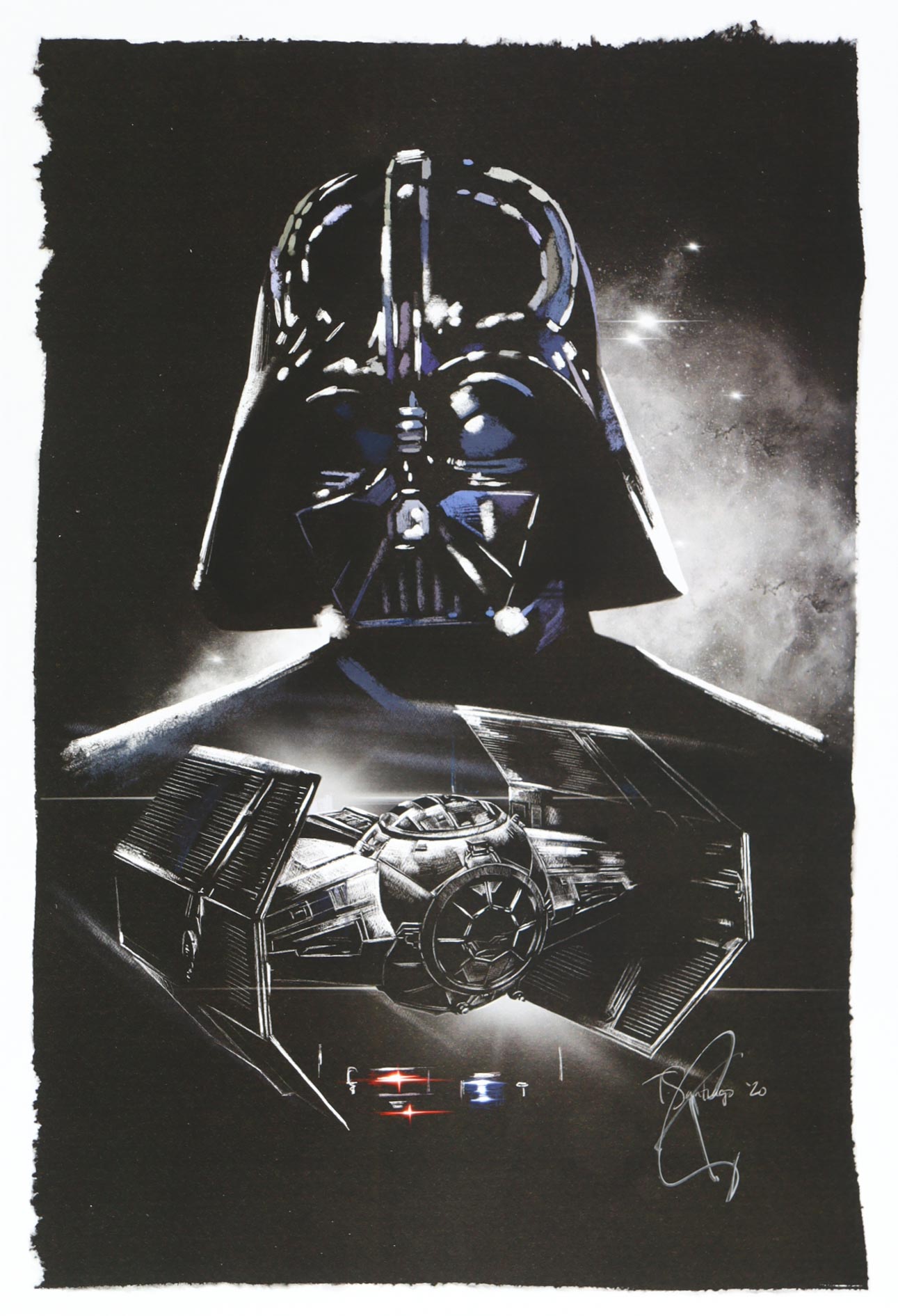 "Darth Vader" Star Wars 13x19 Lithograph by Tony Santiago (PA) at PristineAuction.com "Darth Vader" Star Wars 13x19 Lithograph by Tony Santiago (PA) at PristineAuction.com