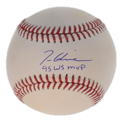 Tom Glavine Signed OML Baseball Inscribed "95 WS MVP" (JSA) at PristineAuction.com Tom Glavine Signed OML Baseball Inscribed "95 WS MVP" (JSA) at PristineAuction.com