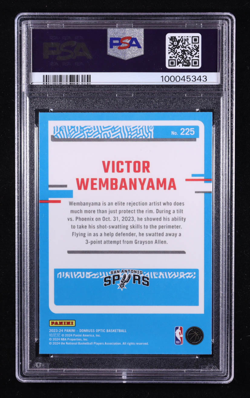Victor Wembanyama 2023-24 Donruss Optic #225 RR RC (PSA 10) at PristineAuction.com Victor Wembanyama 2023-24 Donruss Optic #225 RR RC (PSA 10) at PristineAuction.com