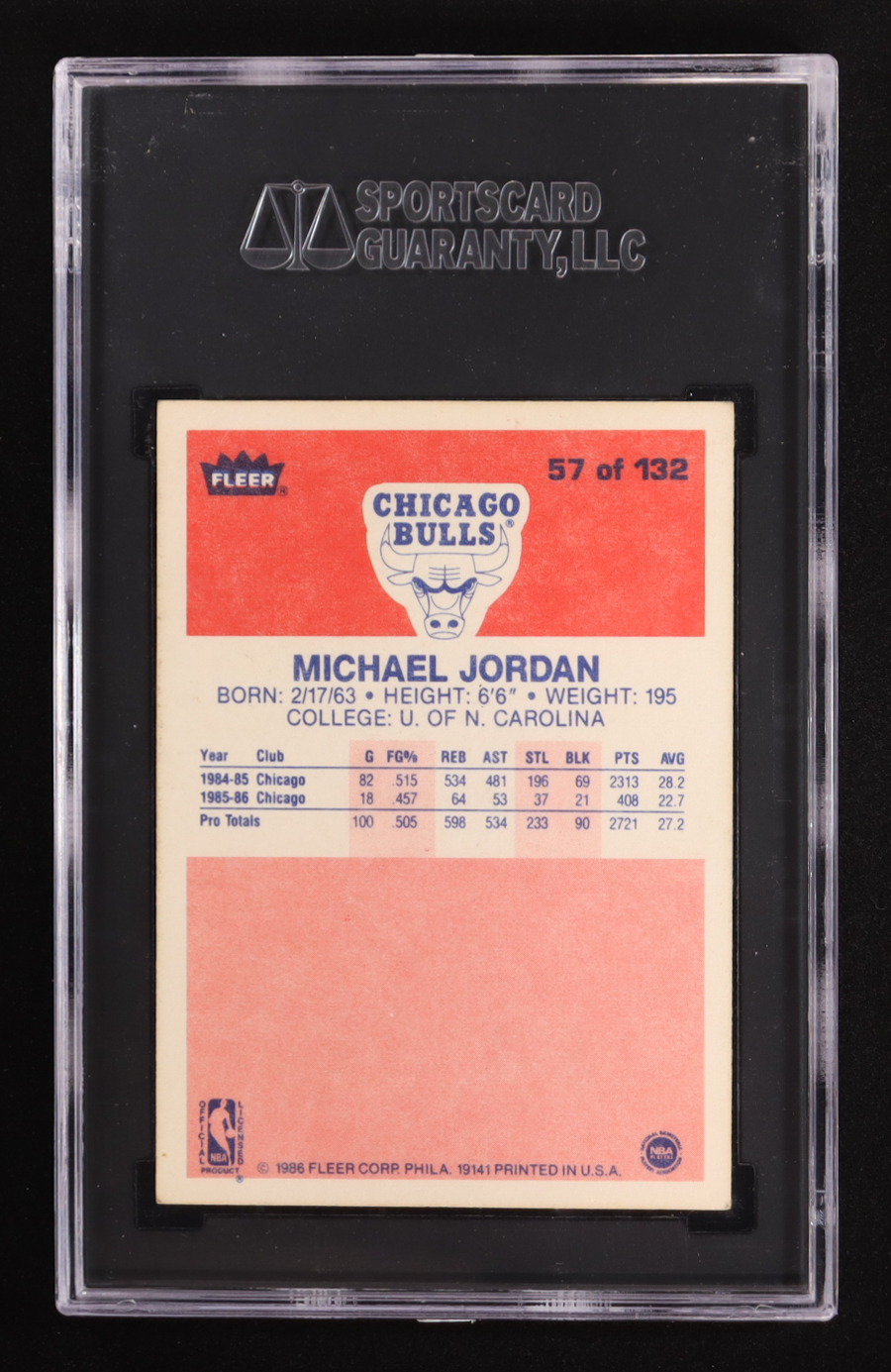 Michael Jordan 1986-87 Fleer #57 RC (SGC 1.5) at PristineAuction.com Michael Jordan 1986-87 Fleer #57 RC (SGC 1.5) at PristineAuction.com