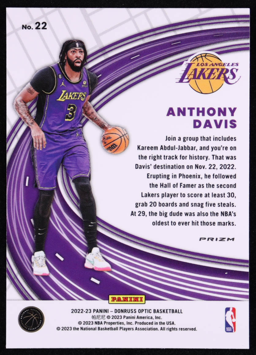 Anthony Davis 2022-23 Donruss Optic Express Lane Purple #22 at PristineAuction.com Anthony Davis 2022-23 Donruss Optic Express Lane Purple #22 at PristineAuction.com