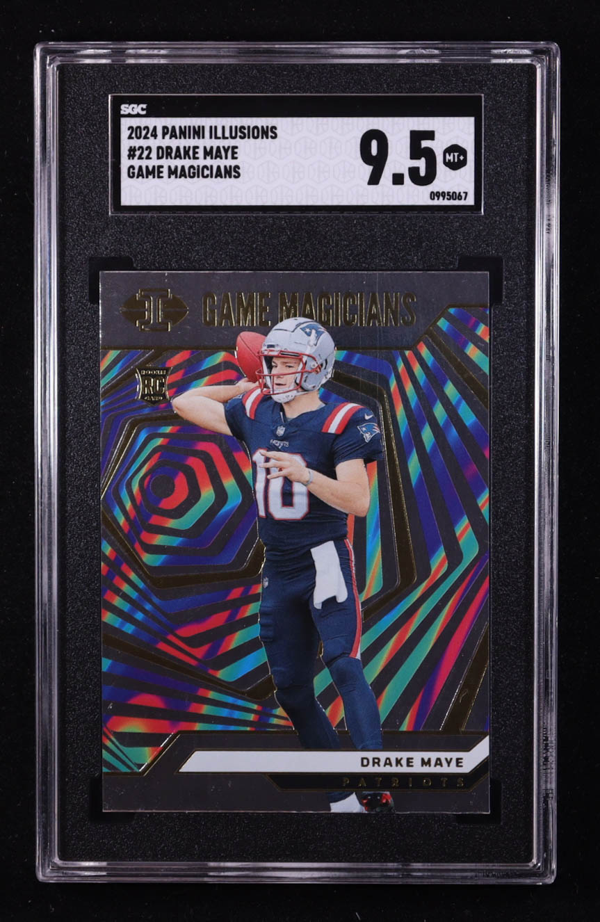 Drake Maye 2024 Panini Illusions Game Magicians #22 RC (SGC 9.5) at PristineAuction.com Drake Maye 2024 Panini Illusions Game Magicians #22 RC (SGC 9.5) at PristineAuction.com
