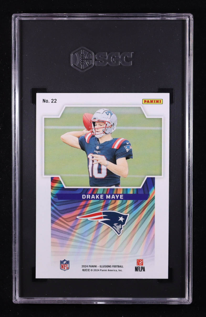 Drake Maye 2024 Panini Illusions Game Magicians #22 RC (SGC 9.5) at PristineAuction.com Drake Maye 2024 Panini Illusions Game Magicians #22 RC (SGC 9.5) at PristineAuction.com