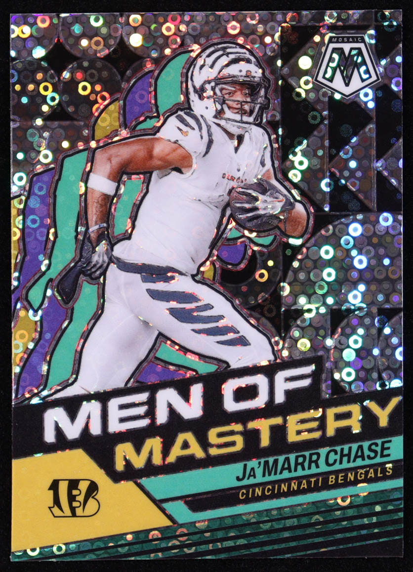 Ja'Marr Chase 2024 Panini Mosaic Men of Mastery No Huddle Silver #14 at PristineAuction.com Ja'Marr Chase 2024 Panini Mosaic Men of Mastery No Huddle Silver #14 at PristineAuction.com