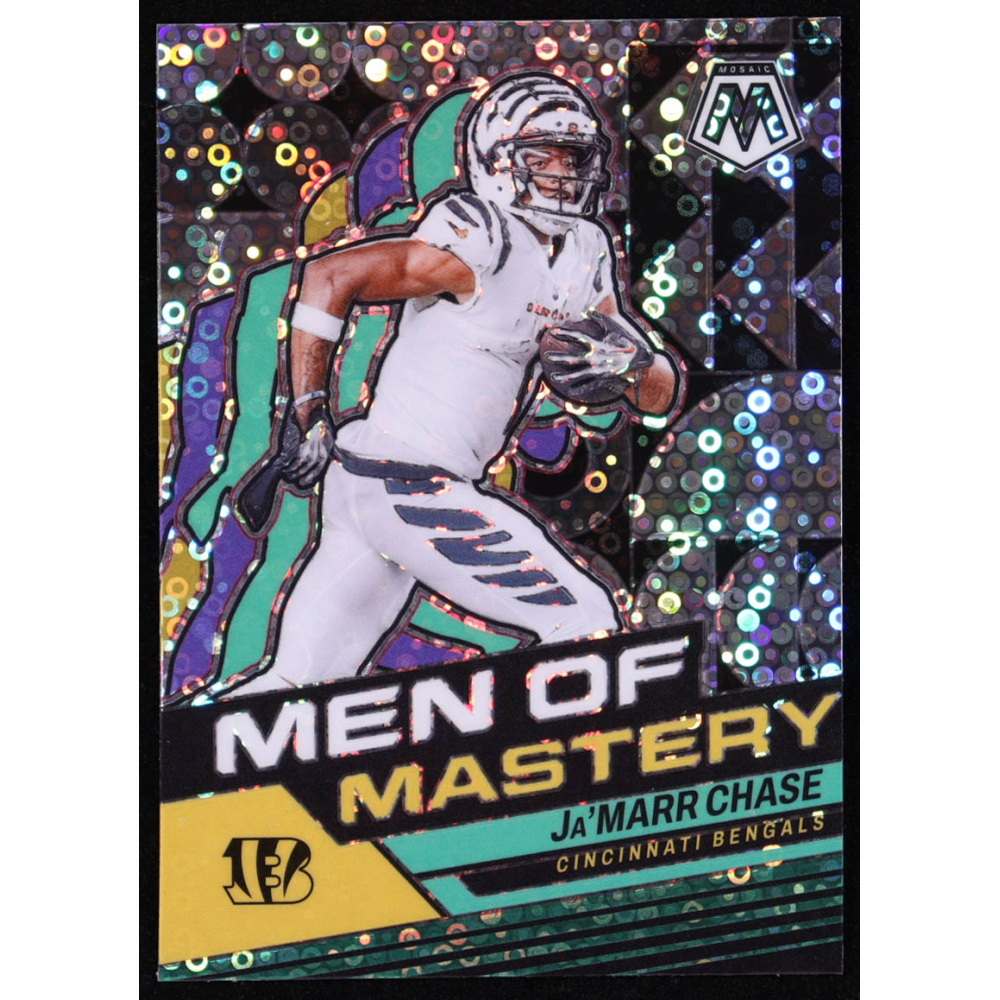 Ja'Marr Chase 2024 Panini Mosaic Men of Mastery No Huddle Silver #14 at PristineAuction.com