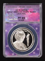 1979 Great American Chiefs, Louis Riel - 1oz .925 Proof Silver Medal (ANACS PF69 DCAM) at PristineAuction.com