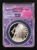 1980 Great American Chiefs, Roman Nose - 1oz .925 Proof Silver Medal (ANACS PF69 DCAM) at PristineAuction.com