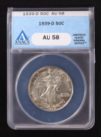 1939-D Walking Liberty Silver 50C Half Dollar (ANACS AU58) at PristineAuction.com