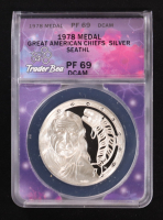 1978 Great American Chiefs, Seathl - 1oz .925 Proof Silver Medal (ANACS PF69 DCAM) at PristineAuction.com