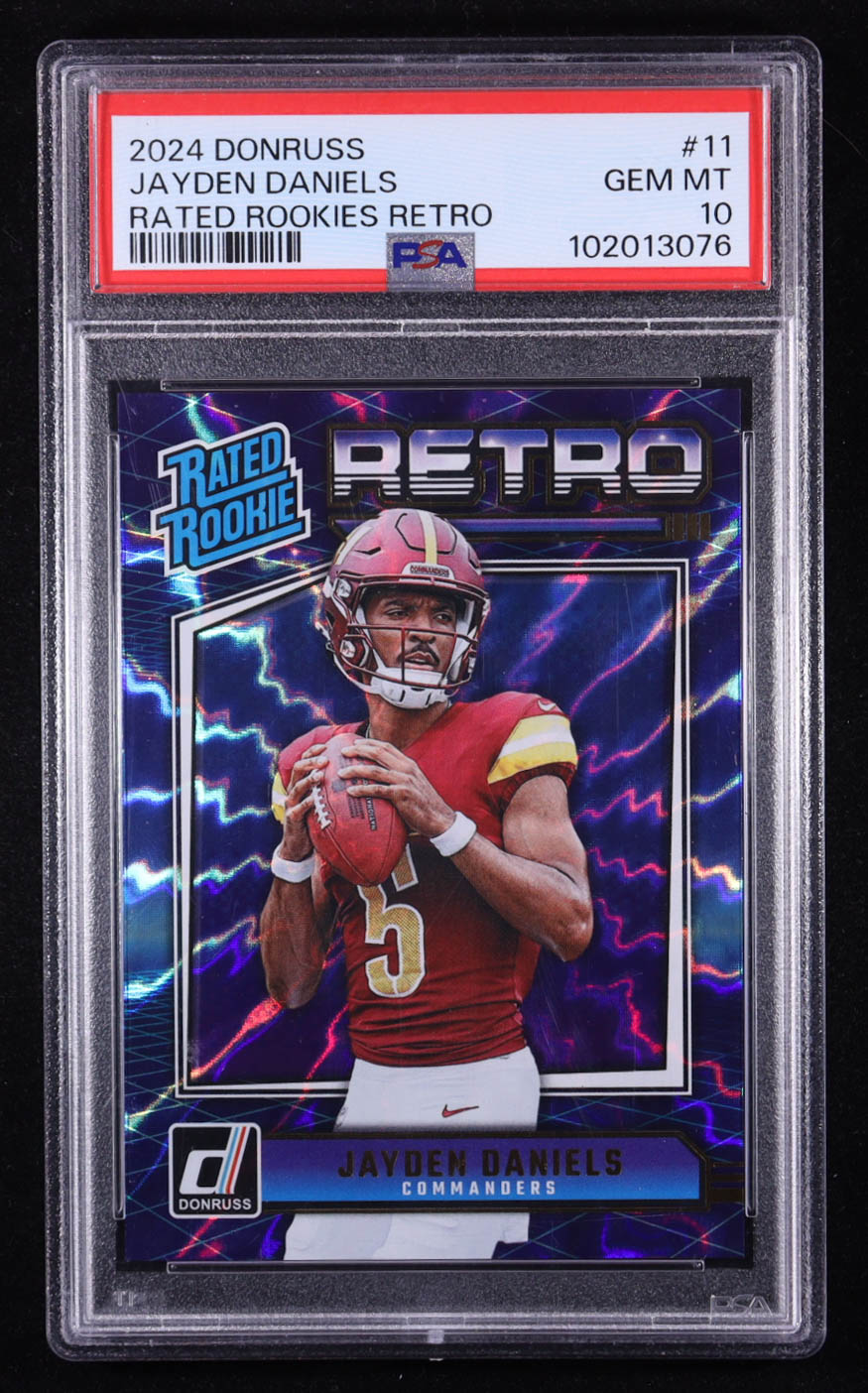 Jayden Daniels 2024 Donruss Rated Rookies Retro #11 RC (PSA 10) at PristineAuction.com Jayden Daniels 2024 Donruss Rated Rookies Retro #11 RC (PSA 10) at PristineAuction.com