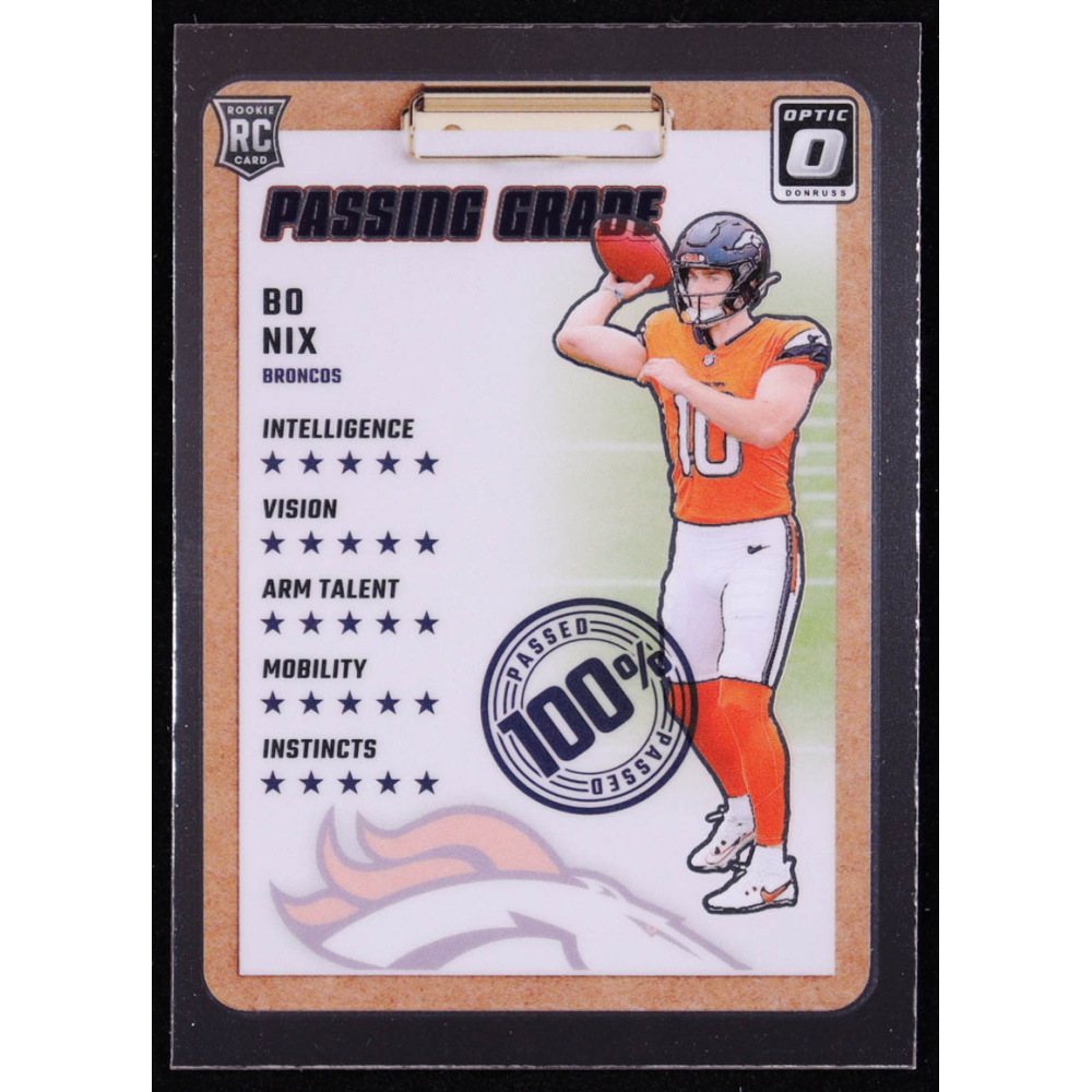 Bo Nix 2024 Donruss Optic Passing Grade #3 RC at PristineAuction.com