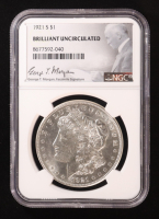 1921-S Morgan Silver Dollar - George T. Morgan Signature Label (NGC BRILLIANT UNCIRCULATED) at PristineAuction.com