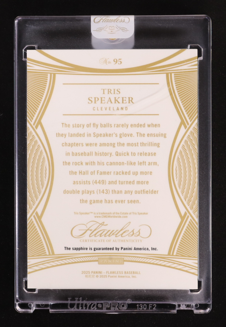 Tris Speaker 2025 Panini Flawless Sapphire #95 #13/15 at PristineAuction.com Tris Speaker 2025 Panini Flawless Sapphire #95 #13/15 at PristineAuction.com