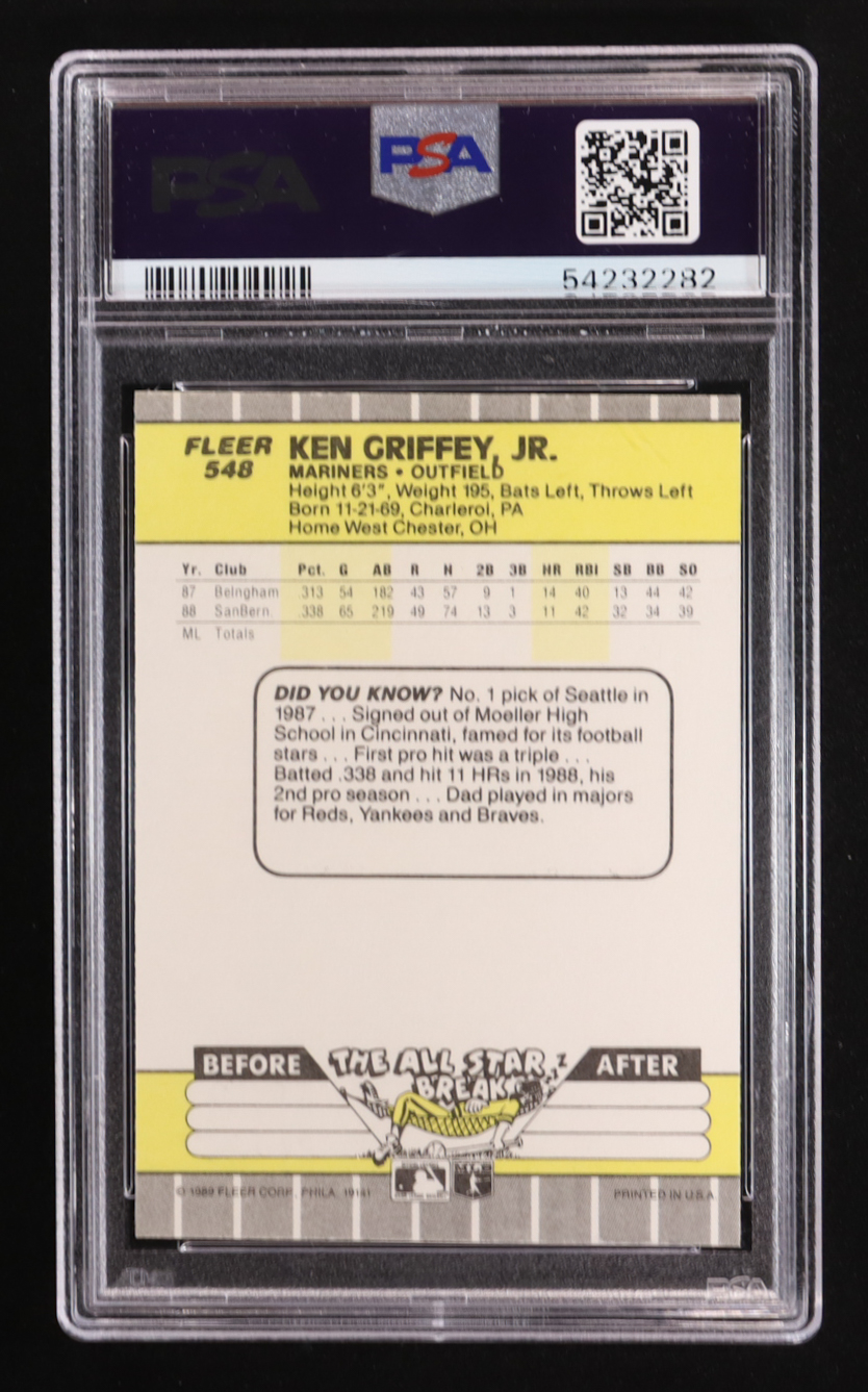 Ken Griffey Jr. 1989 Fleer #548 RC (PSA 9) at PristineAuction.com Ken Griffey Jr. 1989 Fleer #548 RC (PSA 9) at PristineAuction.com