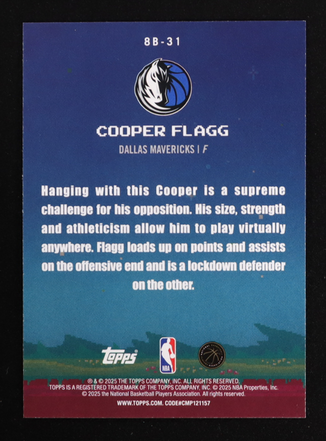 Cooper Flagg 2025-26 Topps 8-Bit Ballers #8B31 RC at PristineAuction.com Cooper Flagg 2025-26 Topps 8-Bit Ballers #8B31 RC at PristineAuction.com