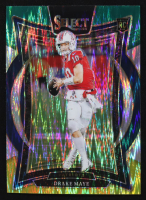 Drake Maye 2024 Select Prizm Green and Yellow Shock #27 RC at PristineAuction.com