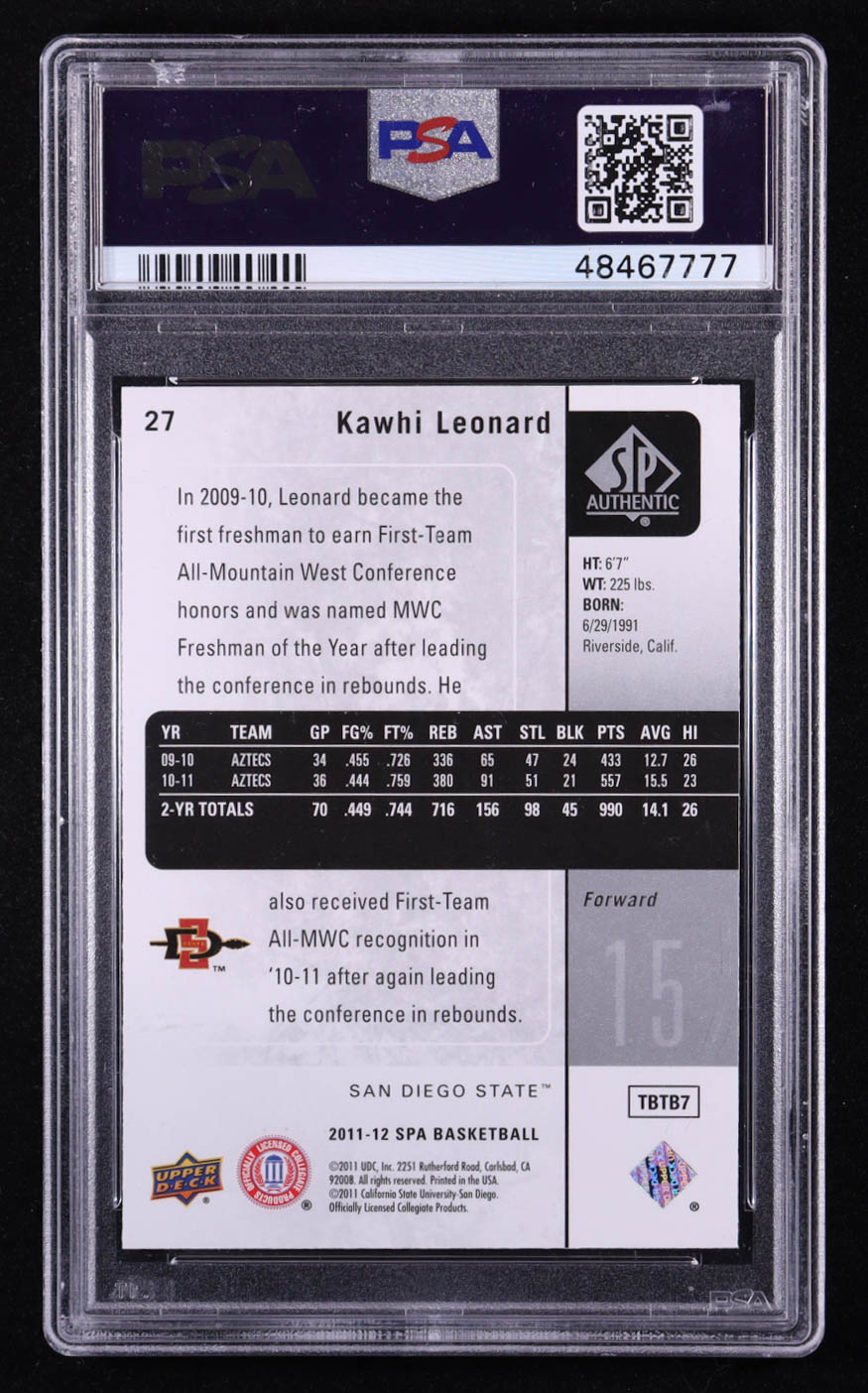 Kawhi Leonard 2011-12 SP Authentic #27 RC (PSA 10) at PristineAuction.com Kawhi Leonard 2011-12 SP Authentic #27 RC (PSA 10) at PristineAuction.com