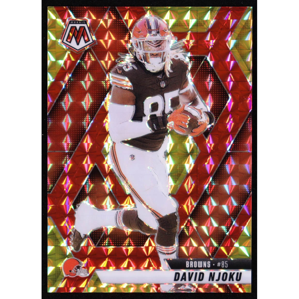 David Njoku 2025 Panini Mosaic Mosaic Choice Fusion Red and Yellow #133 #38/89 at PristineAuction.com