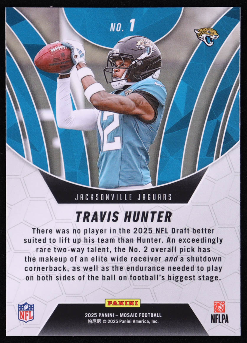 Travis Hunter 2025 Panini Mosaic Elevate Mosaic #1 RC at PristineAuction.com Travis Hunter 2025 Panini Mosaic Elevate Mosaic #1 RC at PristineAuction.com