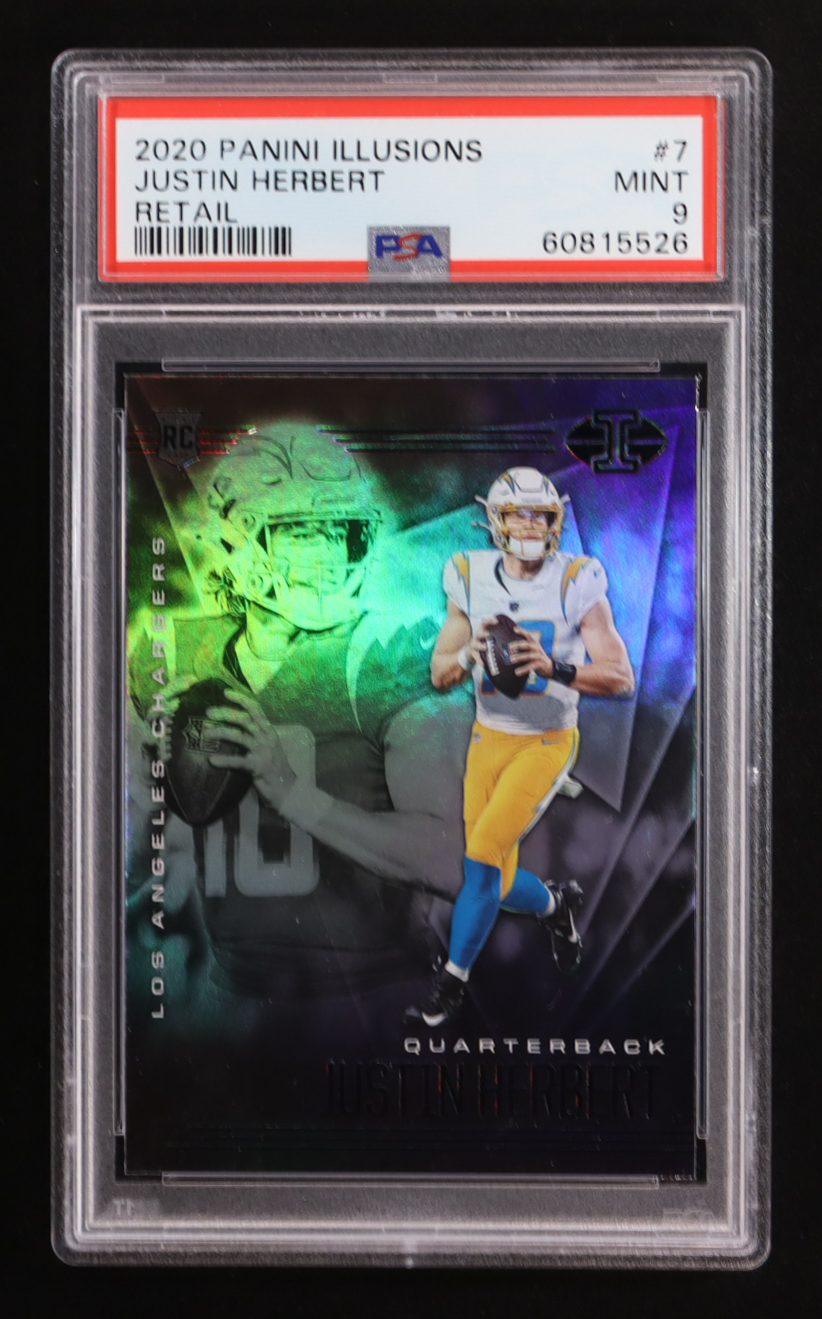 Justin Herbert 2020 Panini Illusions Retail #7 RC (PSA 9) at PristineAuction.com Justin Herbert 2020 Panini Illusions Retail #7 RC (PSA 9) at PristineAuction.com