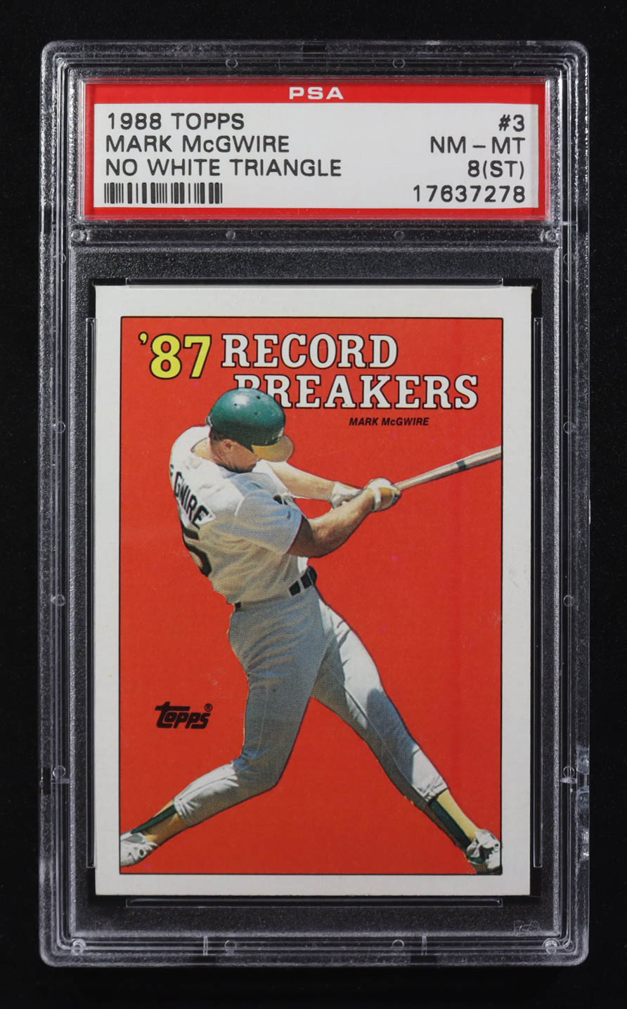 Mark McGwire 1988 Topps No White Triangle '87 Record Breakers #3 (PSA 8) at PristineAuction.com Mark McGwire 1988 Topps No White Triangle '87 Record Breakers #3 (PSA 8) at PristineAuction.com