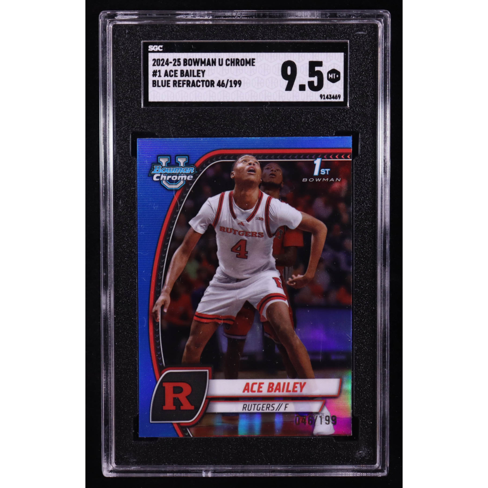 Ace Bailey 2024-25 Bowman Chrome University Blue Refractors #1 #046/199 RC (SGC 10) at PristineAuction.com
