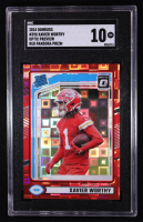 Xavier Worthy 2024 Donruss Optic Rated Rookies Preview Red Pandora #398 RC (SGC 10) at PristineAuction.com