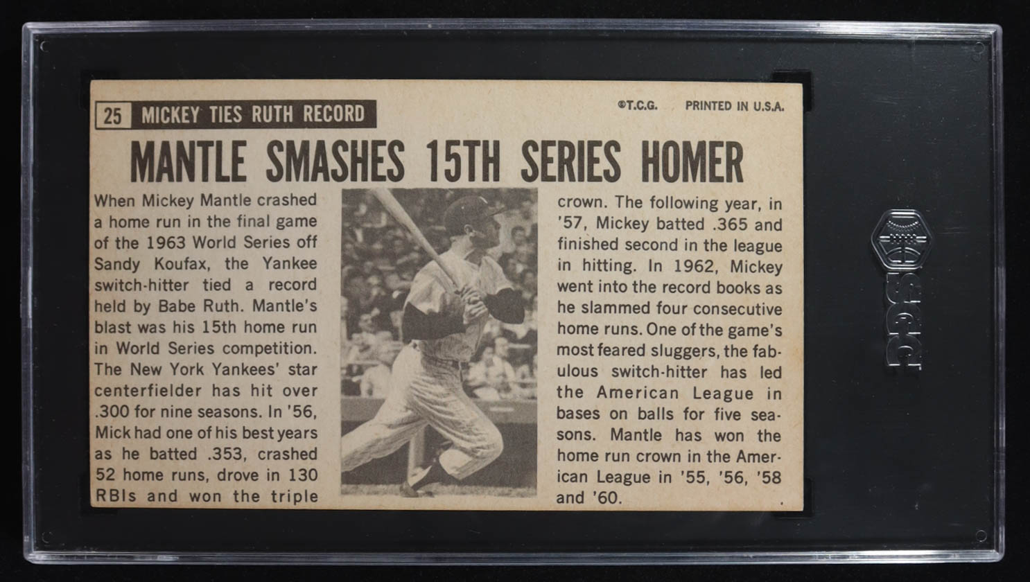 Mickey Mantle 1964 Topps Giants #25 (SGC 6) at PristineAuction.com Mickey Mantle 1964 Topps Giants #25 (SGC 6) at PristineAuction.com